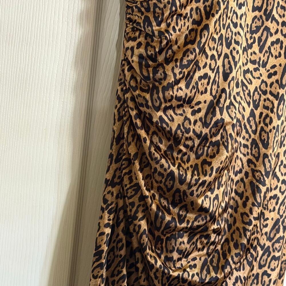 Popilush Satin Goddess Maxi Dress XL Leopard Print Built-In Shapewear Sexy Glam - Picture 6 of 9